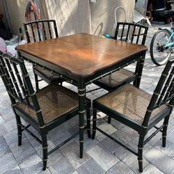 Bamboo Kitchen Table with Chairs, Vintage 