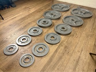 Olympic Full Set Of CAP Cast Iron Weight Plates  from 2.5s to 45s  Pounds In NEW Comdition, [Total: 245 lbs].