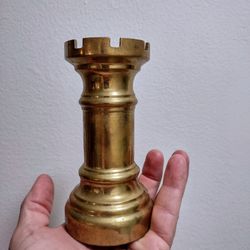 5" Vintage Brass Chess Tower; weight 1lb 1.4 oz.