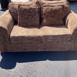 Brown 2 Seater Sofa Couch With Pillows (🚚Delivery Available)