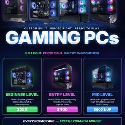Custom RGB Gaming PC - From $280 - Free Keyboard & Mouse - Same-Day Pickup
