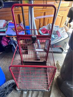 Red Shopping Cart with Wheels