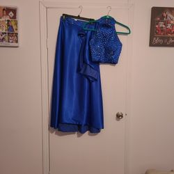 Blue Two Piece Prom Dress