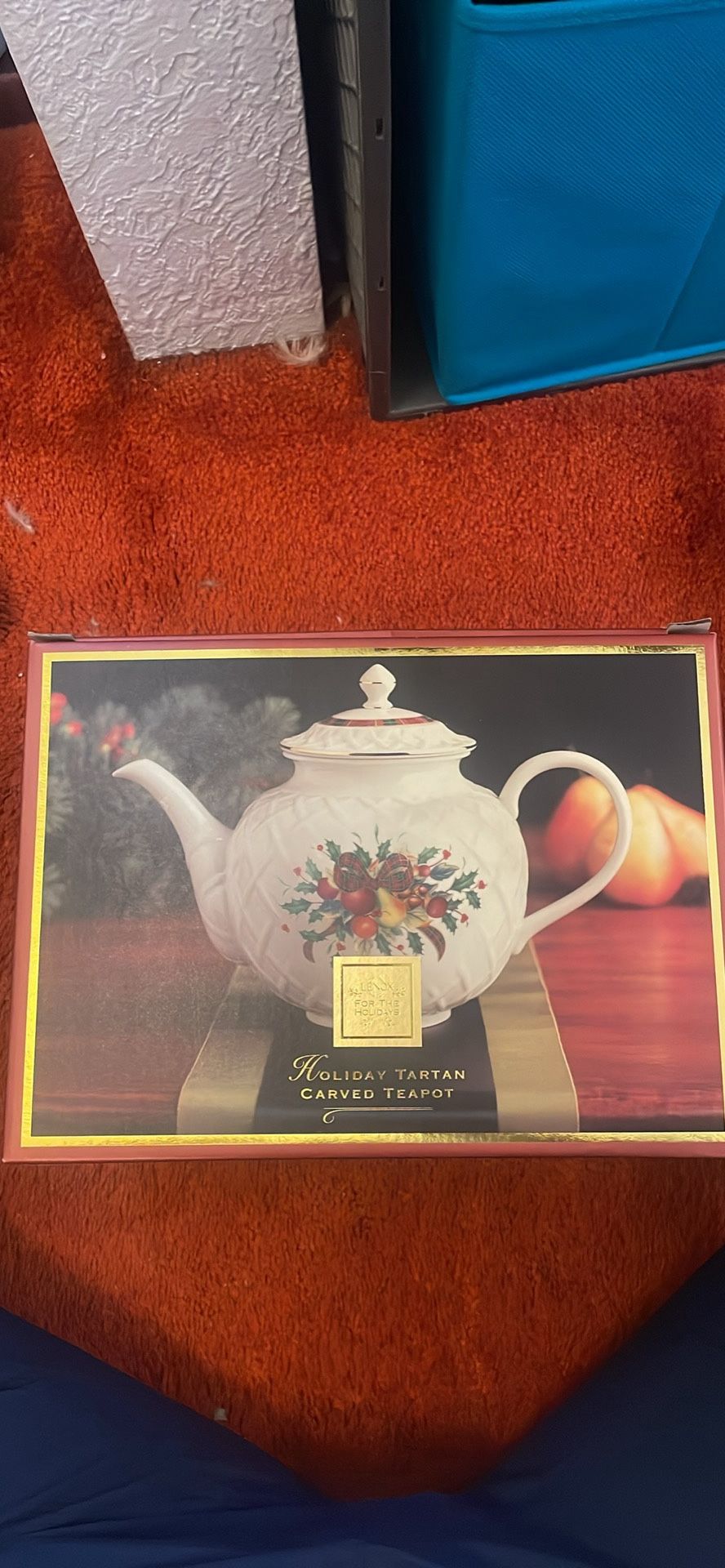 Lenox Holiday Tartan Carved Teapot โ NEW in Box