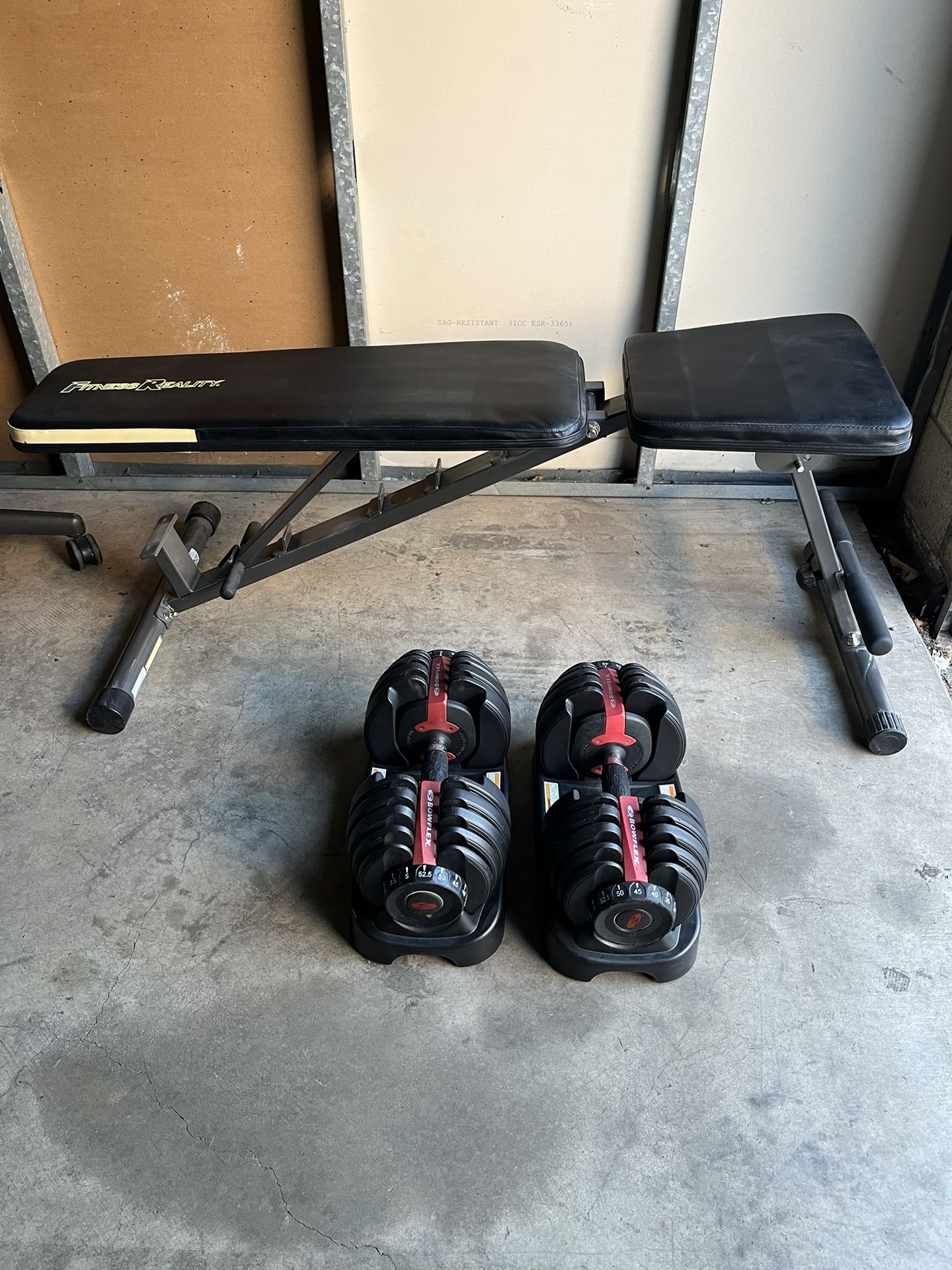 Dumbbell Adjustable Weights BowFlex 5-52.5lb with Weight Bench Press