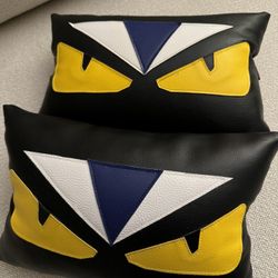 Fendi Style PU leather Car Neck Pillow Throw Pillow 2pc