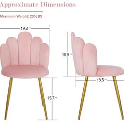 😀 Vanity Chair for Makeup Room - Midcentury Modern Accent Velvet Chair with Back Support, Gold Legs for Living Room Bedroom, Pink