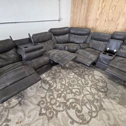Gray Microfiber Reclining sectional