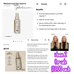 Kenra Platinum LUXE one Leave-in Spray (GOLD) NEW