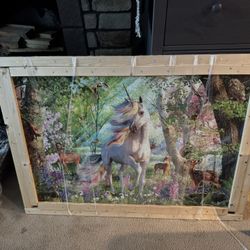 Custom Pine Framed Unicorn Puzzles By David Penfound 