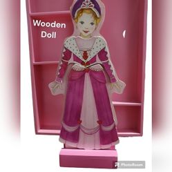Melissa &amp; Doug Wooden Dress up princess doll 