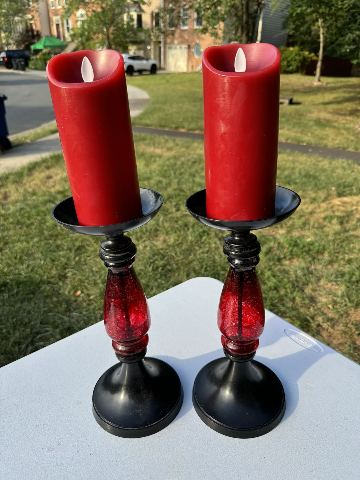 Candle holders and flameless flickering candles