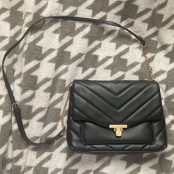 Black quilted leather crossbody purse