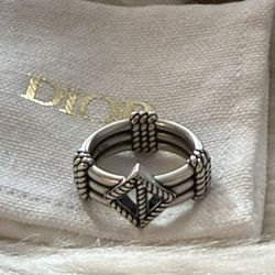 Rare & Authentic Christian Dior .925 Sterling Silver Ring Size ~ 9 US