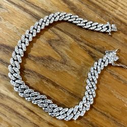 Unisex PLUS SIZE Tennis Bracelet - Silver & Cubic Zirconia - Fits 9.75 - 10 INCH