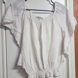 white butterfly sleeve shirt size small