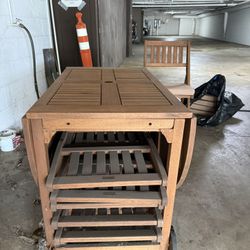 Teak Patio Table & 6 Chairs