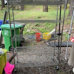 6 Tiered Metal Shelving Rack On Casters 