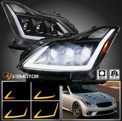 Full Triple LED Projector Headlights Fits 2008-2015 Infiniti G37/Q60 Coupe