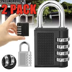 2 Pack 4 Digit Combination Lock Padlock for School Gym Locker Fence Waterproof