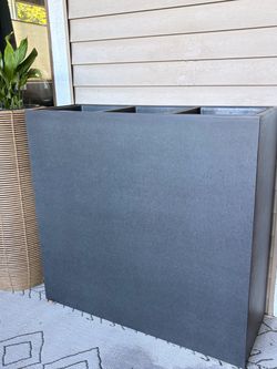 Large Metal Granite Gray Tall Rectangular Planter / Pots with Drainage Holes
