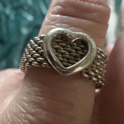Tiffany’s Somerset Sterling Silver Mesh With Heart Ring
