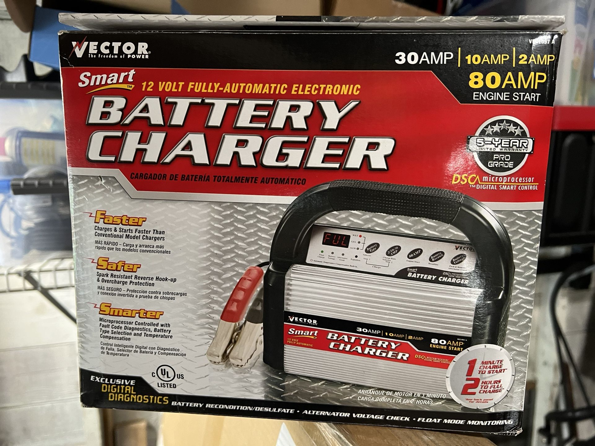 Vector 30 AMP Smart battery charger & 80 AMP Jump Starter