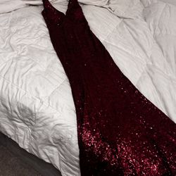 Red Sequin Evening Gown 