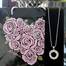Brighton Silver Circle Pavé Crystal Pendant Necklace