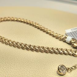 10kt chevron leaf link bracelet