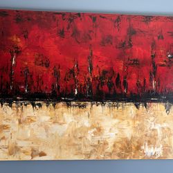 Original 4ft x 3ft "Winter in Chicago" Oil Painting - Certified