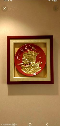 Chinese Wealth Ship "Ship of Fortune" Feng Shui Success Prosperity 24K Plated