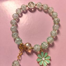 Green Charm Bracelet With Flower