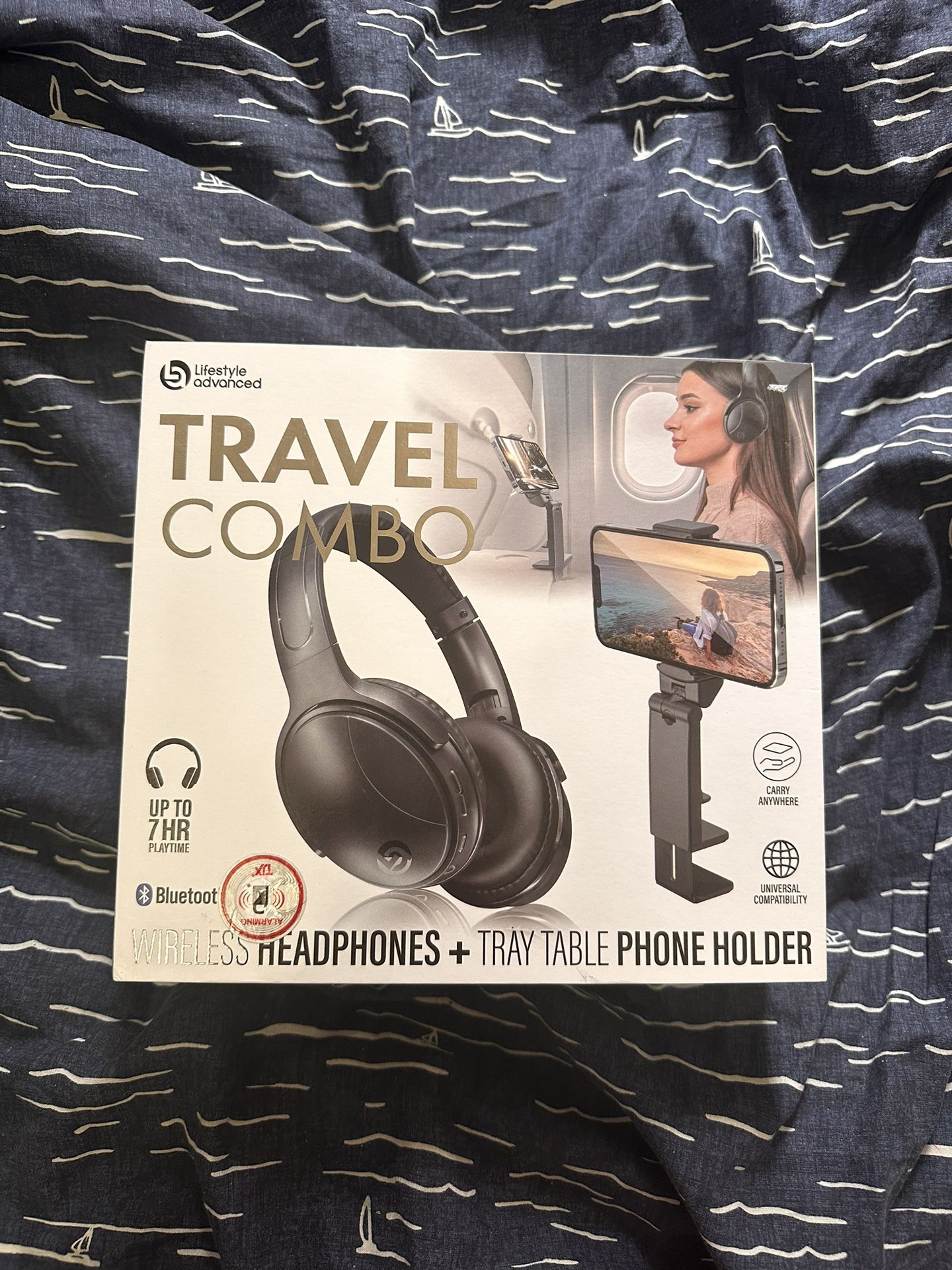 Travel Combo Wireless Headphones + Tray Table Phone Holder