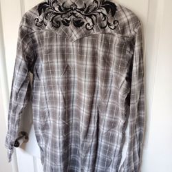 Roper Rodea Wear Pearl Snap Embroidered Shirt Size Medium 