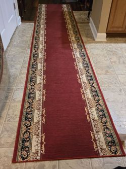 Red Floral Border Runner Rug