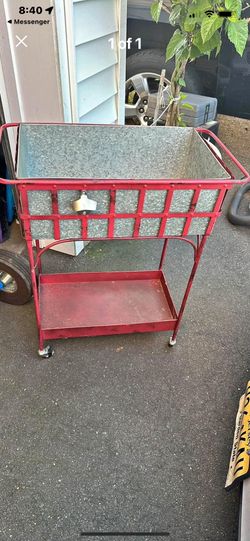 RED ROSEMARY LANE OUT DOOR/INDOOR FARMHOUSE METAL GALVANIZED BEVERAGE SERVICE/PLANTER