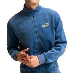 Puma Men's Minimal Gold-Tone Logo Velour Track Jacket