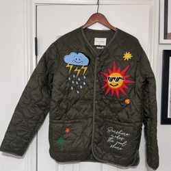 First Row Quilted, Puffy Men’s Sz Med. Olive Green Jacket