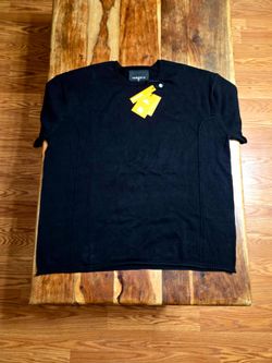 YoungLA Men's Black Solid Knit Crew Neck Short Sleeve T-Shirt. Size Large