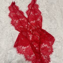 New Small Red Lace Bodysuit Lingerie 