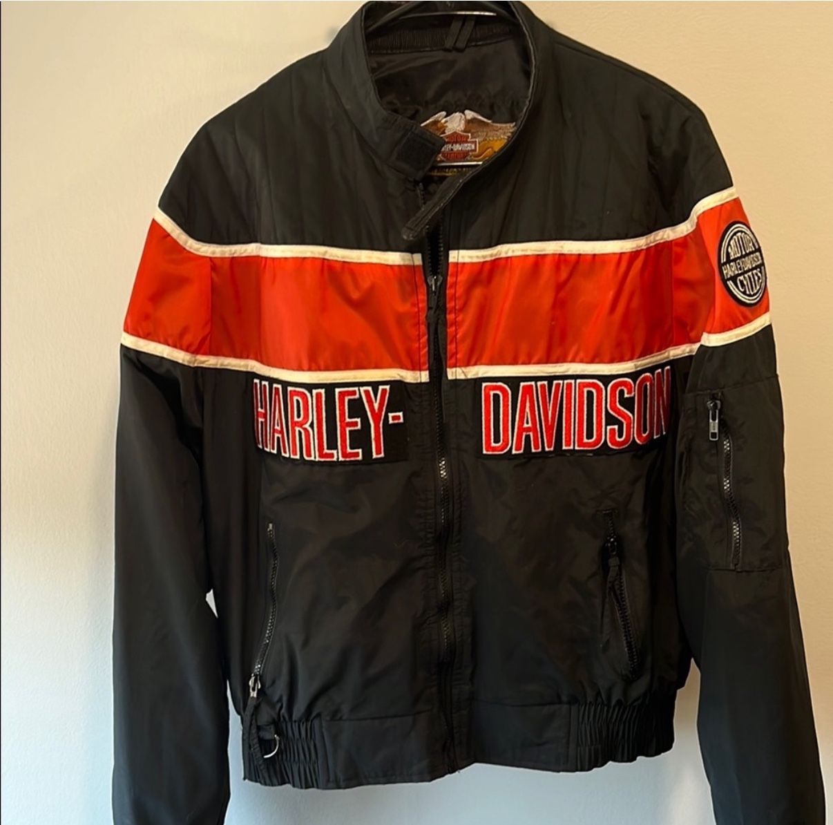 Harley-Davidson Black and Orange Jacket Men's