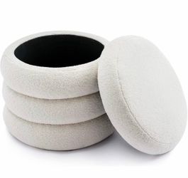 Off White Boucle Ottoman - NBL034