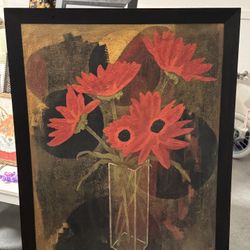 Big Floral Painting With Frame 