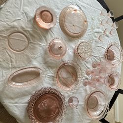 Depression Glass Collection, Pink Lace 
