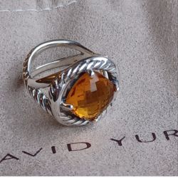 David Yurman Infinity Ring 11mm 925 silver S:6.50 Citrine Luxury Jewelry