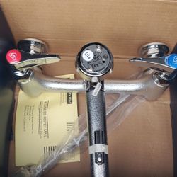 T&S B-0665-BSTR Service Sink Faucet, Wall Mount, 8" Centers, Built-In Stops +