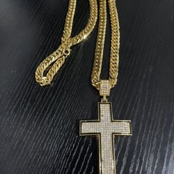 Gold And Diamond Cross Chain 