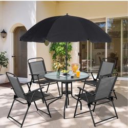 6-Piece Patio Dining Set with Umbrella