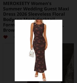 Sleeveless Floral Bodycon Maxi Dress - Brown Large